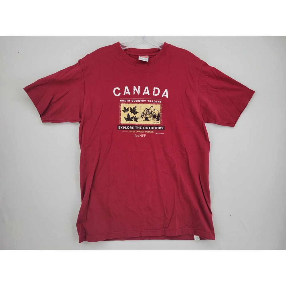 Banf Canada Explore The Outdoors Men's T-Shirt - Size Medium - Red